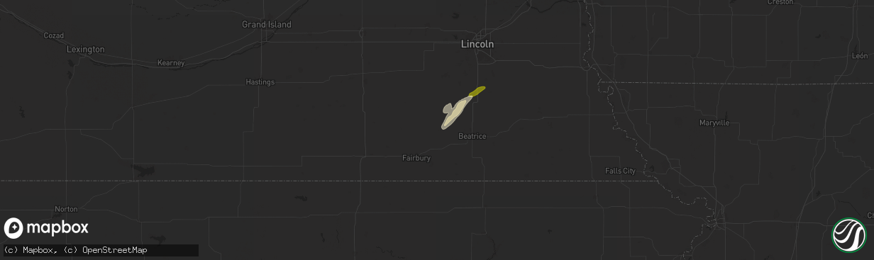 Hail map in Plymouth, NE on October 5, 2025