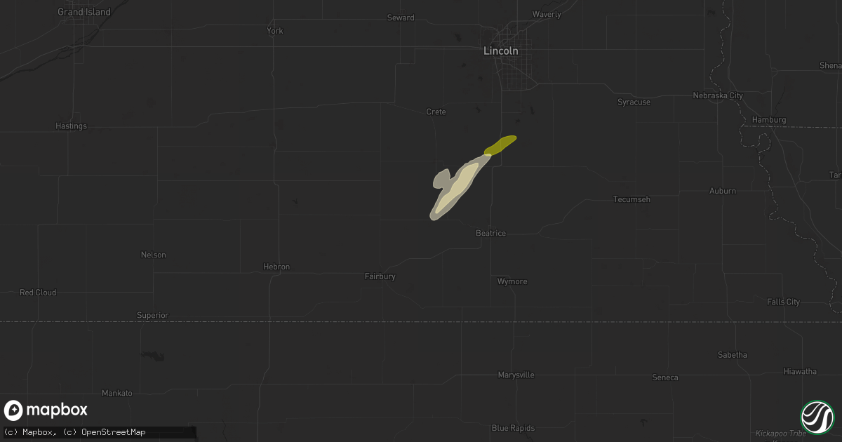 Hail map in Plymouth, NE on October 5, 2025