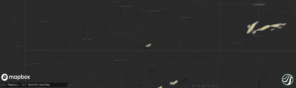 Hail map in Republican City, NE on October 5, 2025