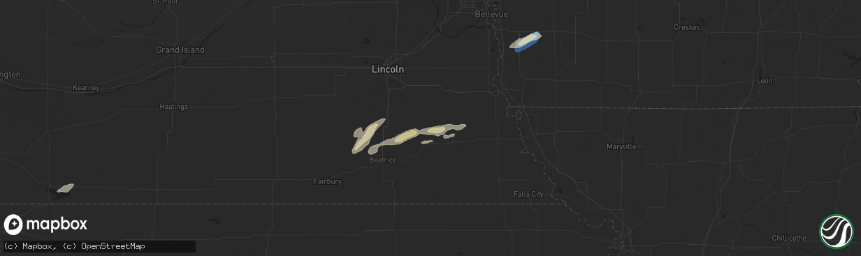 Hail map in Sterling, NE on October 5, 2025