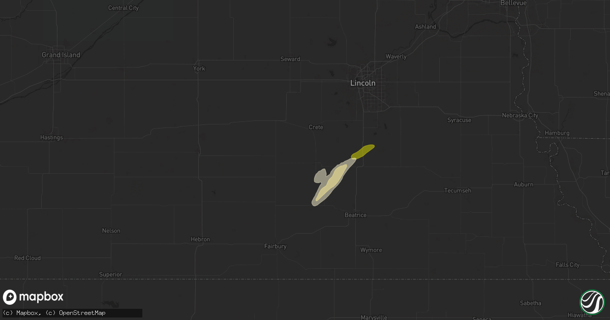Hail map in Wilber, NE on October 5, 2025