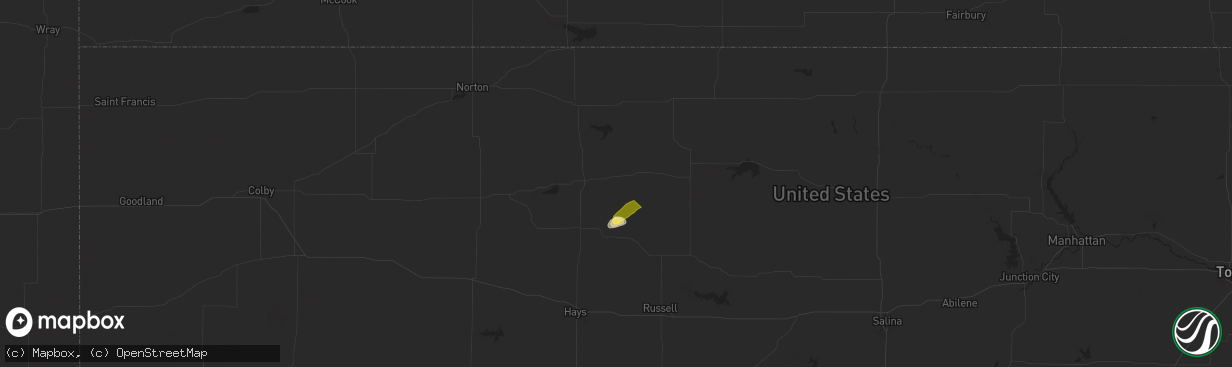 Hail map in Woodston, KS on October 5, 2025