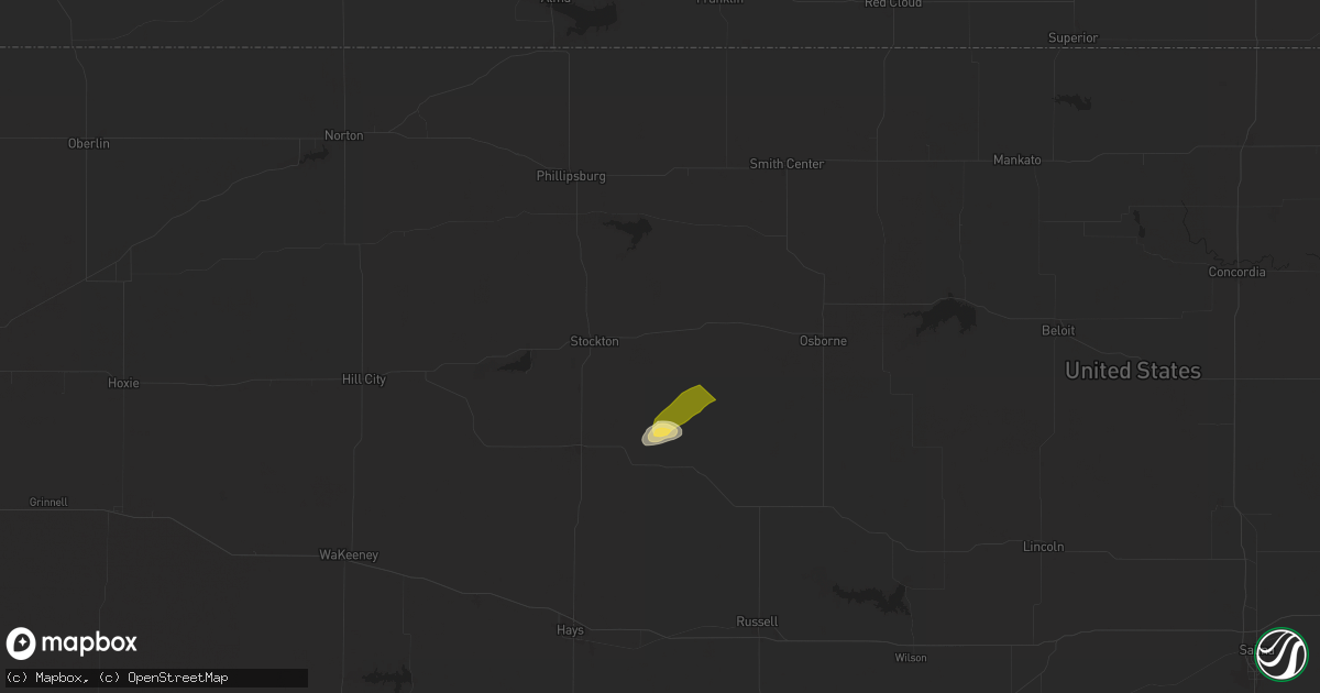 Hail map in Woodston, KS on October 5, 2025