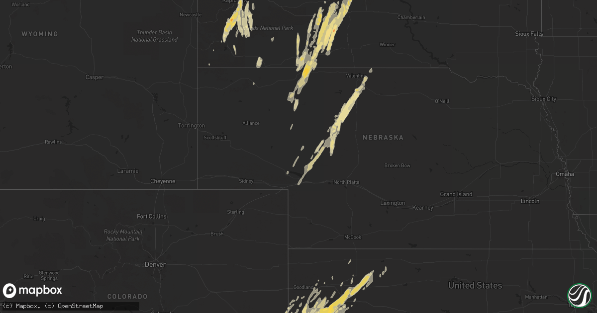 Hail map in Nebraska on October 6, 2011