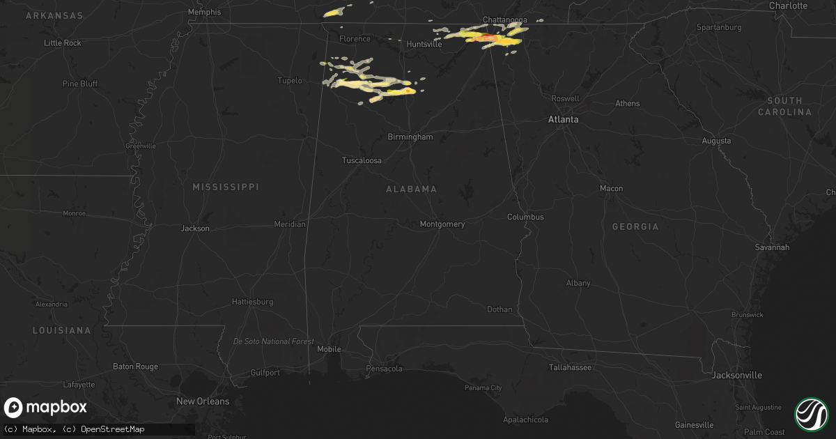 Hail map in Alabama on October 6, 2014