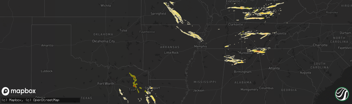 Hail map in Arkansas on October 6, 2014