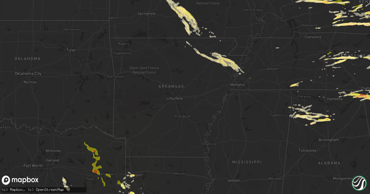 Hail map in Arkansas on October 6, 2014