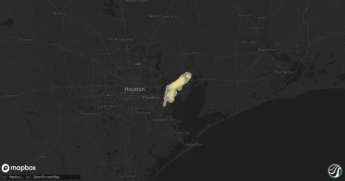 Hail map in Baytown, TX on October 6, 2014