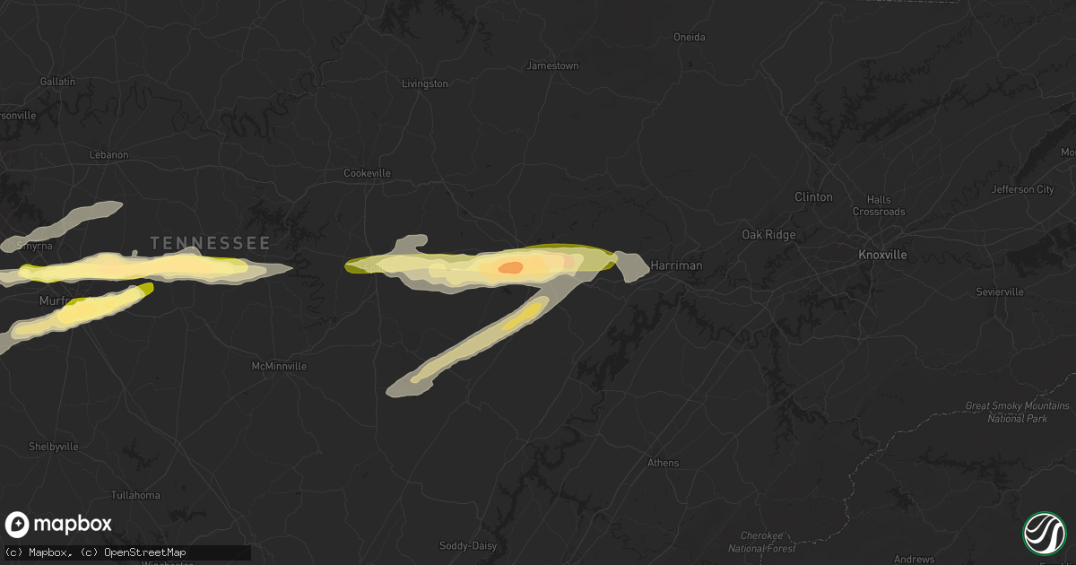 Hail map in Crossville, TN on October 6, 2014
