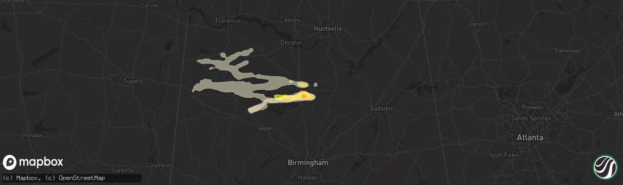 Hail map in Cullman, AL on October 6, 2014