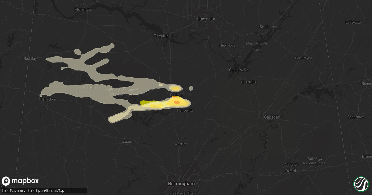 Hail map in Cullman, AL on October 6, 2014
