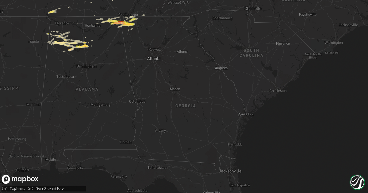 Hail map in Georgia on October 6, 2014