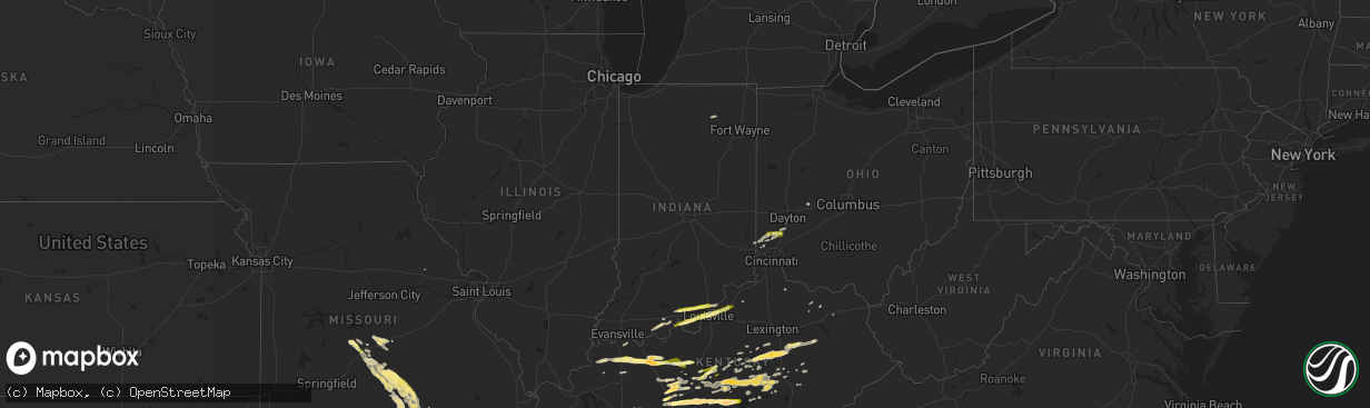 Hail map in Indiana on October 6, 2014