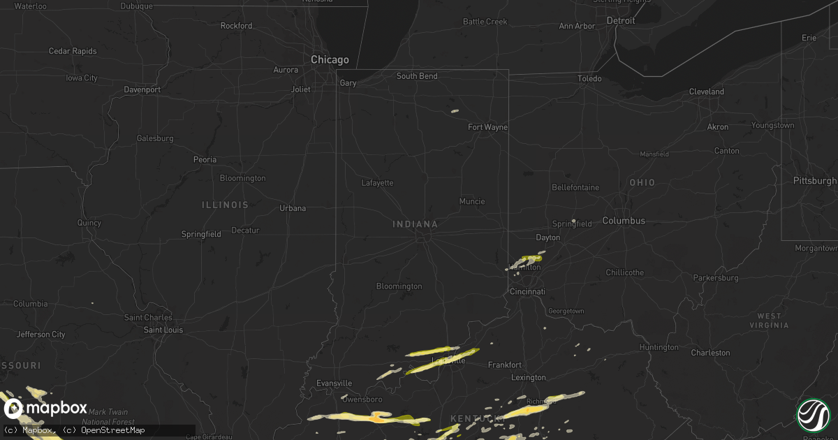 Hail map in Indiana on October 6, 2014