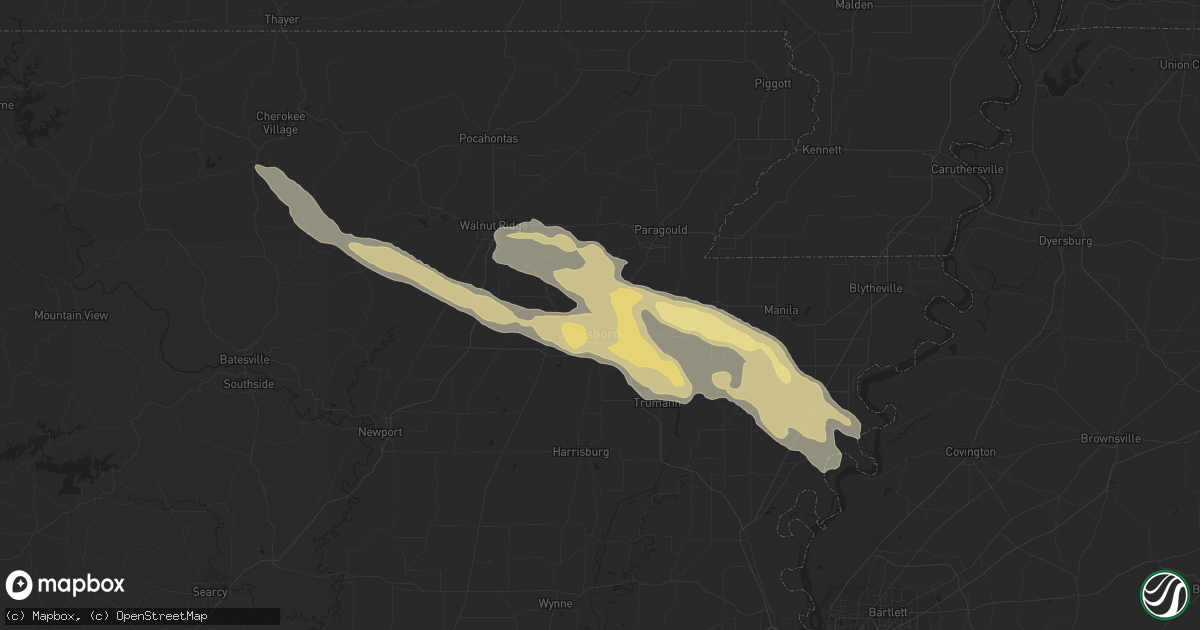 Hail map in Jonesboro, AR on October 6, 2014
