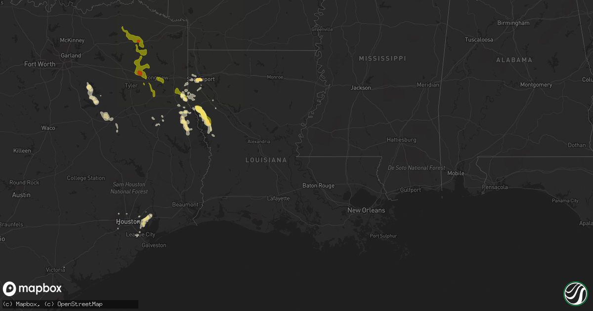 Hail map in Louisiana on October 6, 2014