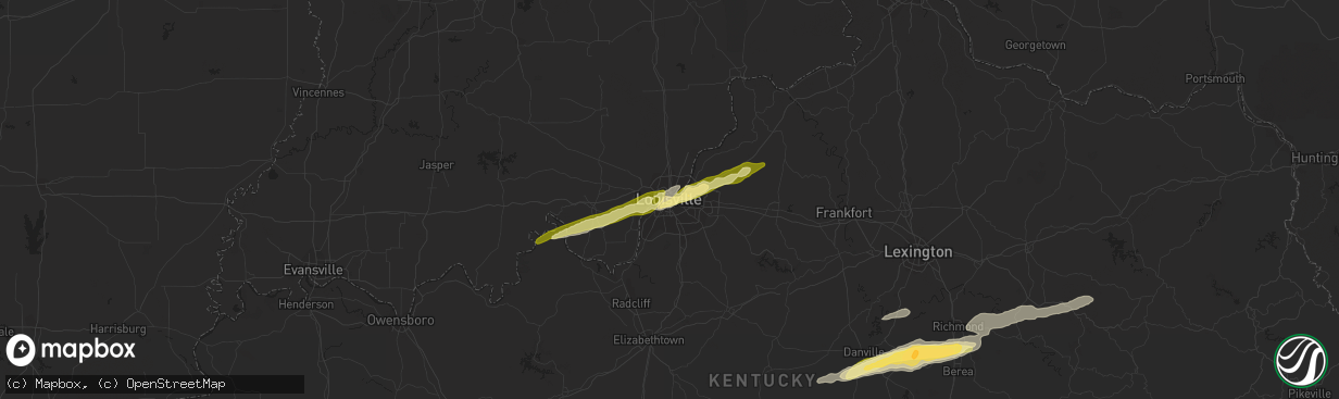 Hail map in Louisville, KY on October 6, 2014