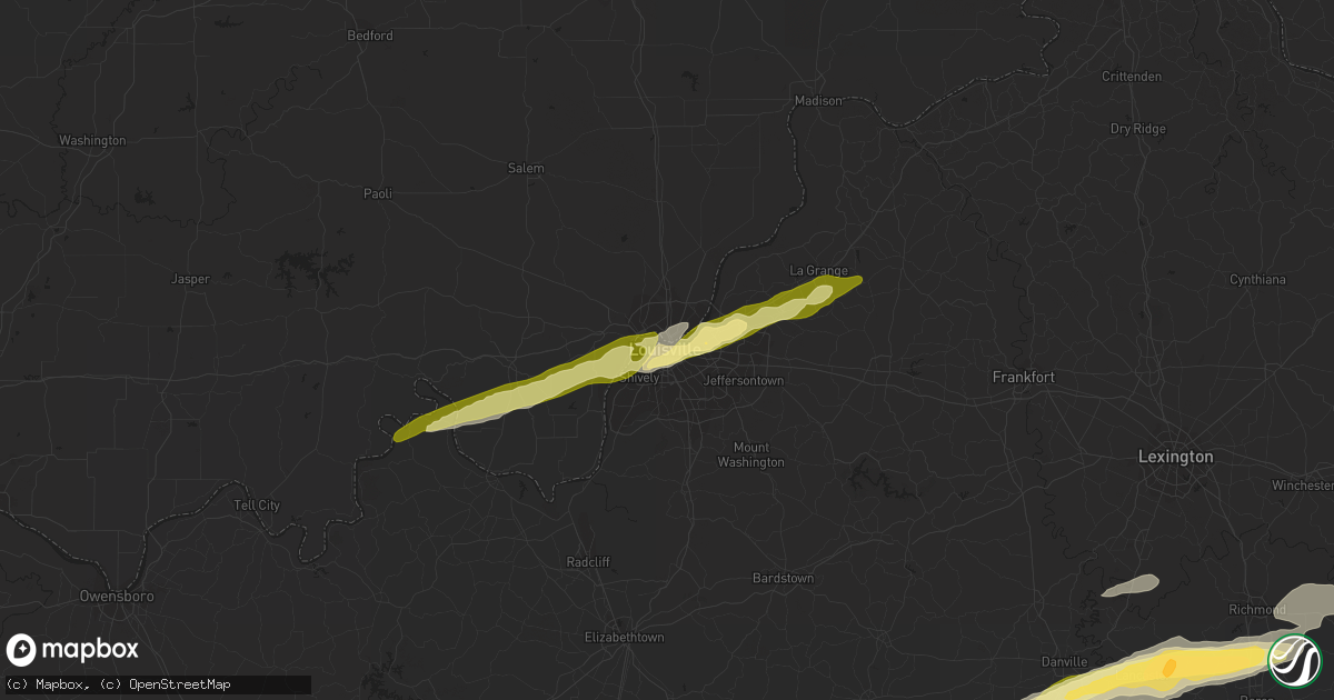 Hail map in Louisville, KY on October 6, 2014