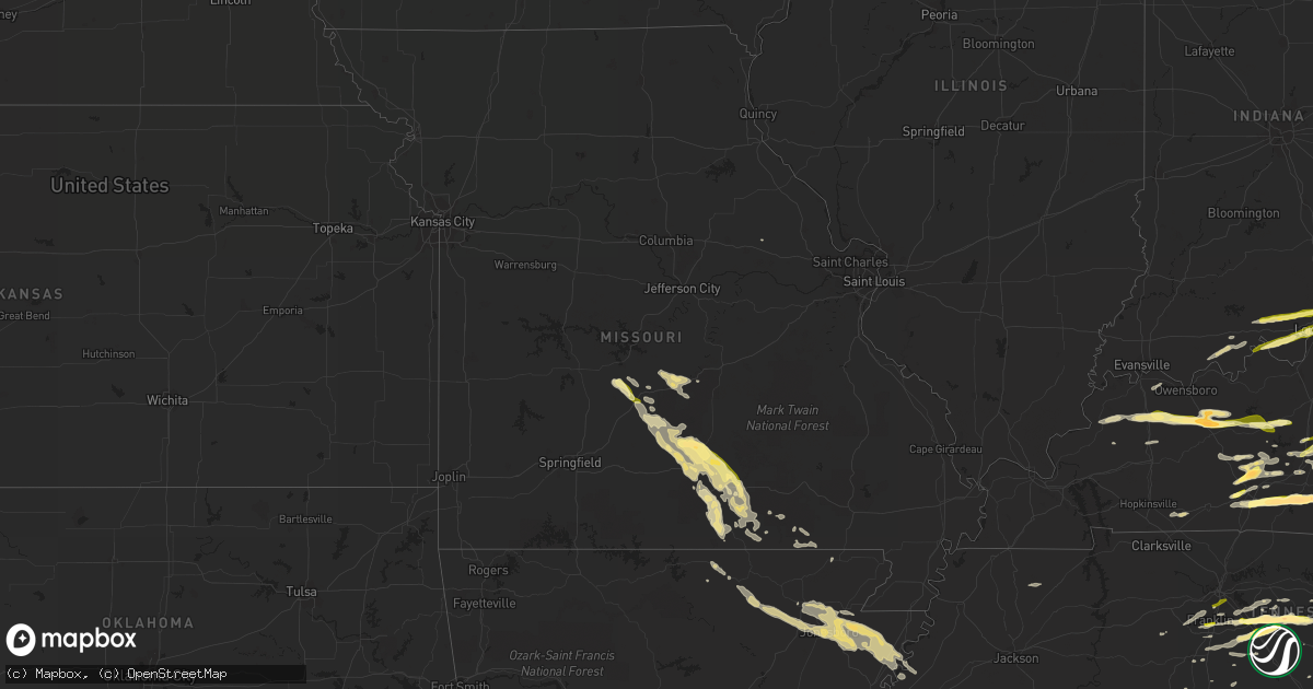 Hail map in Missouri on October 6, 2014