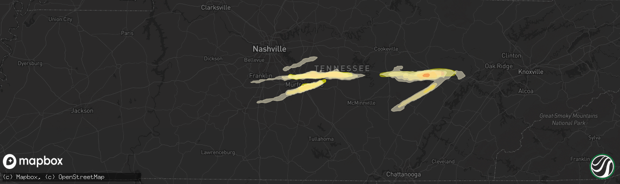 Hail map in Murfreesboro, TN on October 6, 2014