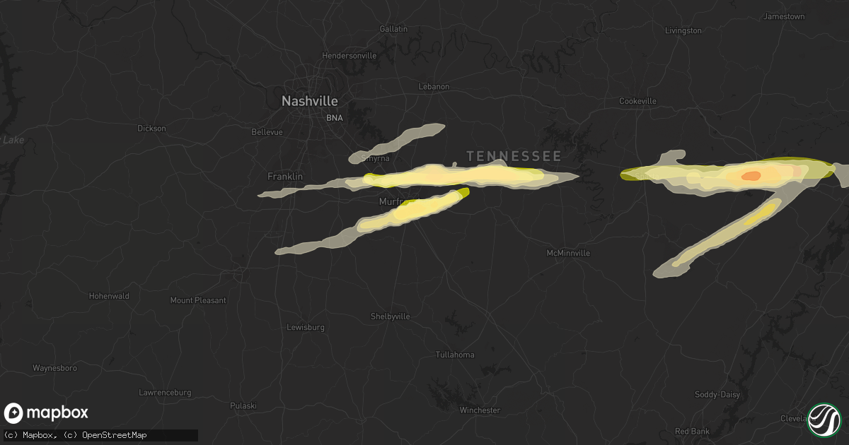 Hail map in Murfreesboro, TN on October 6, 2014