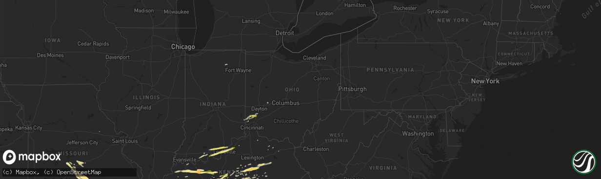 Hail map in Ohio on October 6, 2014