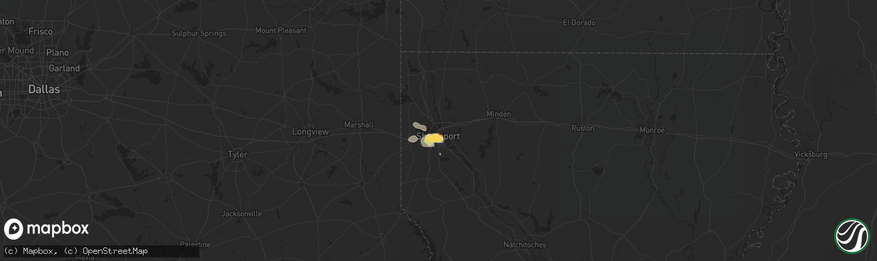 Hail map in Shreveport, LA on October 6, 2014