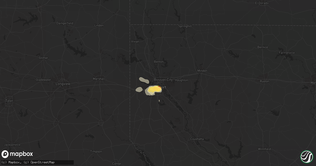 Hail map in Shreveport, LA on October 6, 2014