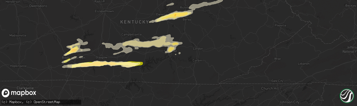 Hail map in Somerset, KY on October 6, 2014