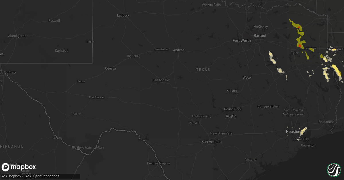 Hail map in Texas on October 6, 2014