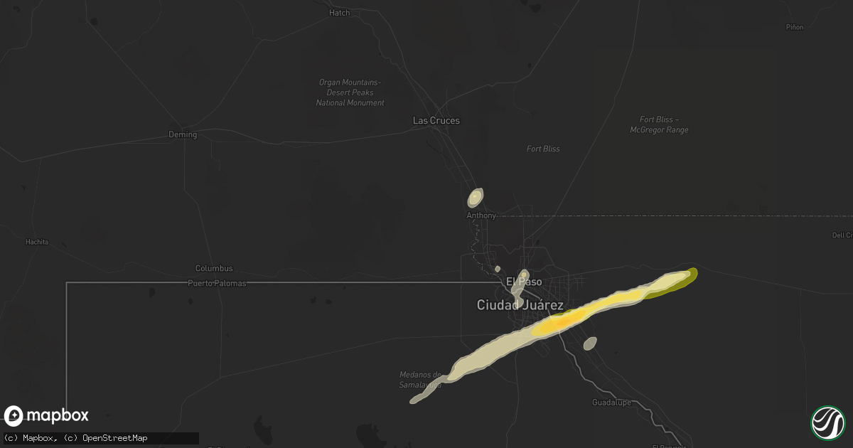 Hail map in Anthony, NM on October 6, 2015