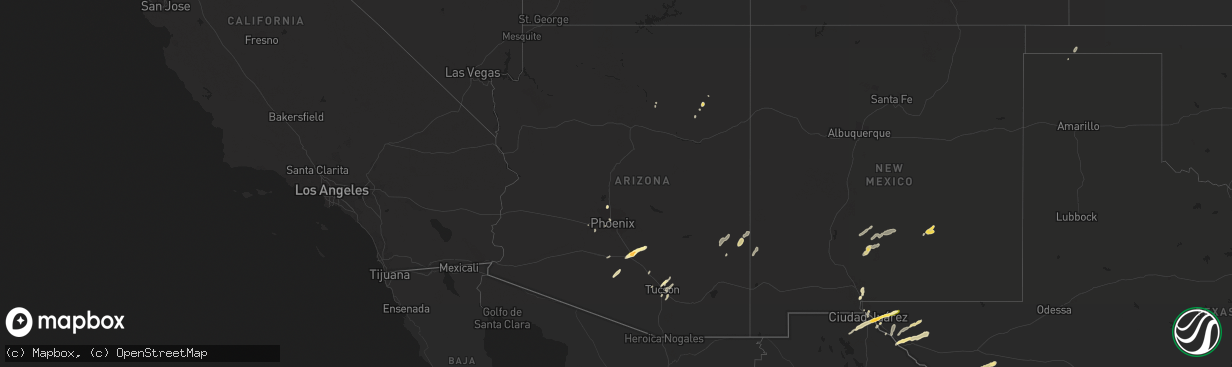 Hail map in Arizona on October 6, 2015