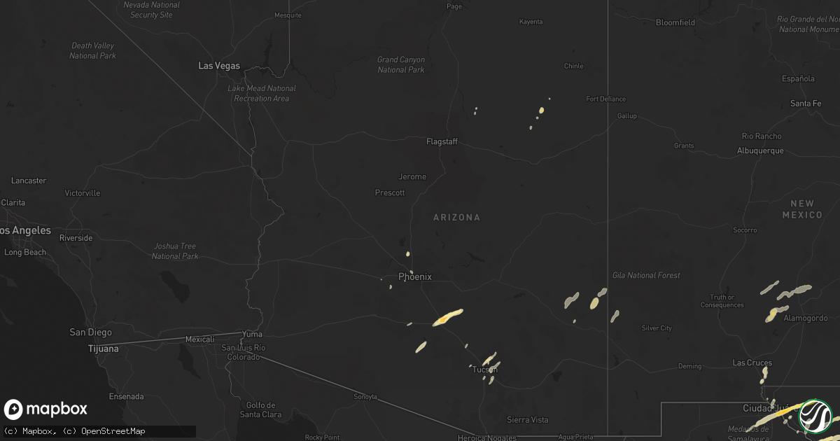 Hail map in Arizona on October 6, 2015