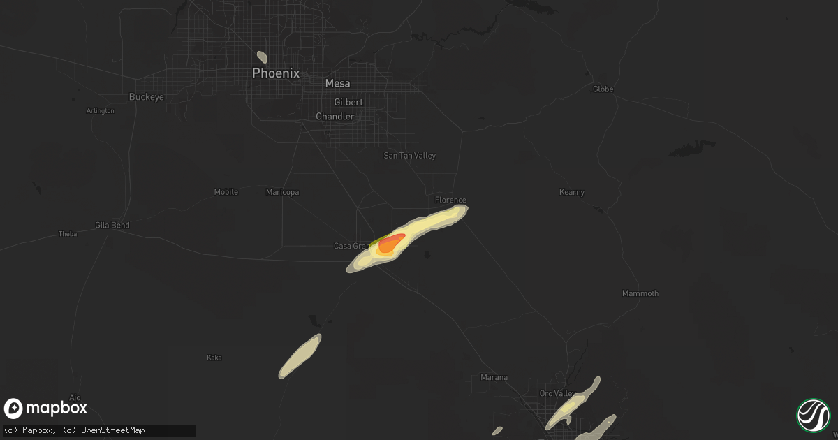 Hail map in Coolidge, AZ on October 6, 2015