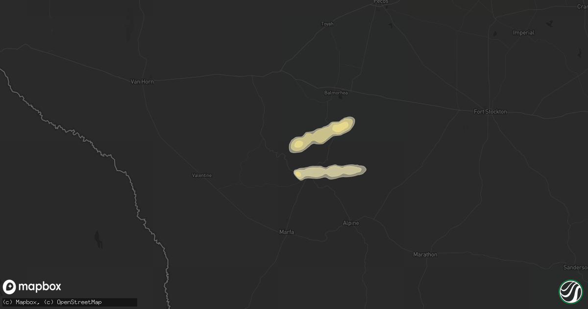 Hail map in Fort Davis, TX on October 6, 2015