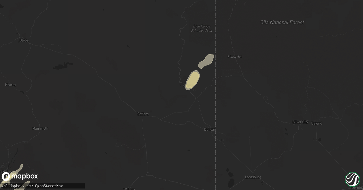 Hail map in Morenci, AZ on October 6, 2015