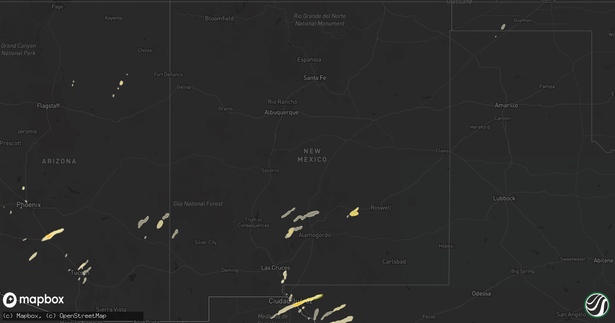 Hail map in New Mexico on October 6, 2015