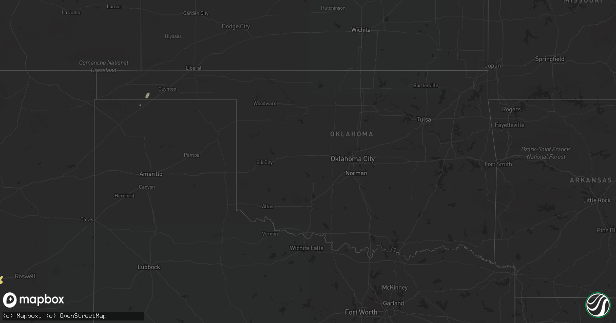 Hail map in Oklahoma on October 6, 2015