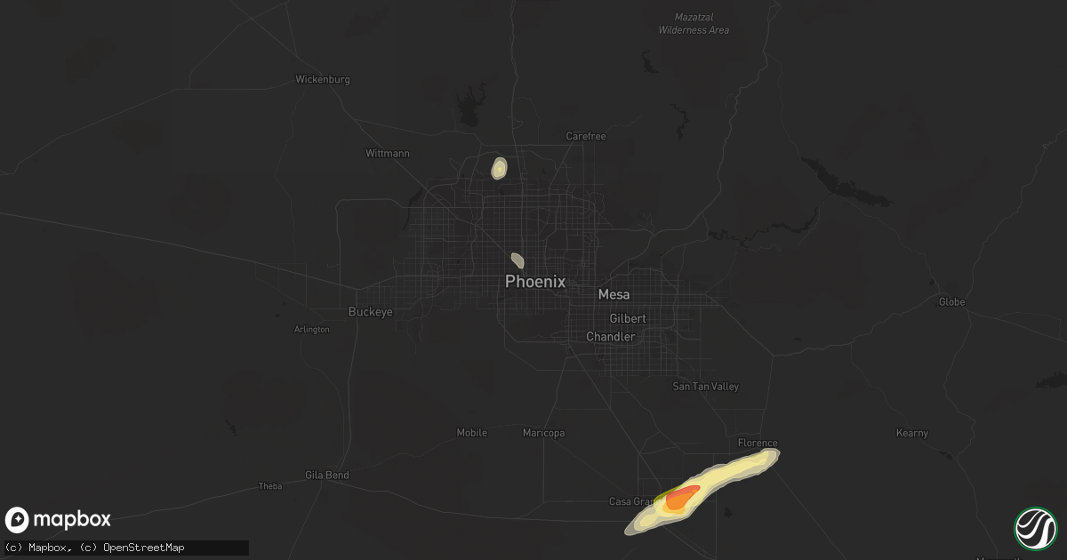 Hail map in Phoenix, AZ on October 6, 2015