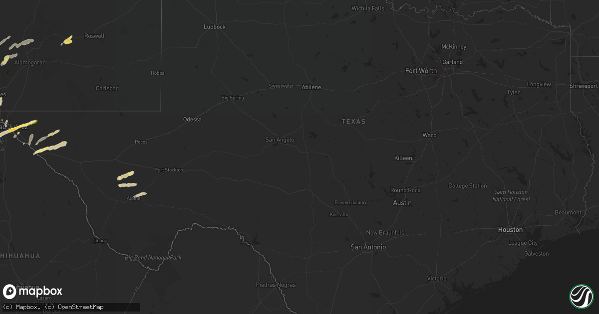 Hail map in Texas on October 6, 2015