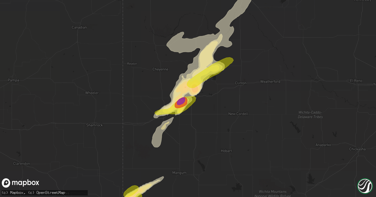 Hail map in Elk City, OK on October 6, 2016