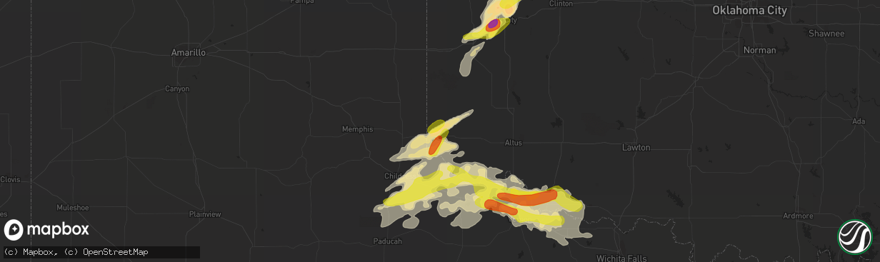 Hail map in Hollis, OK on October 6, 2016