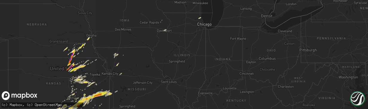 Hail map in Illinois on October 6, 2016