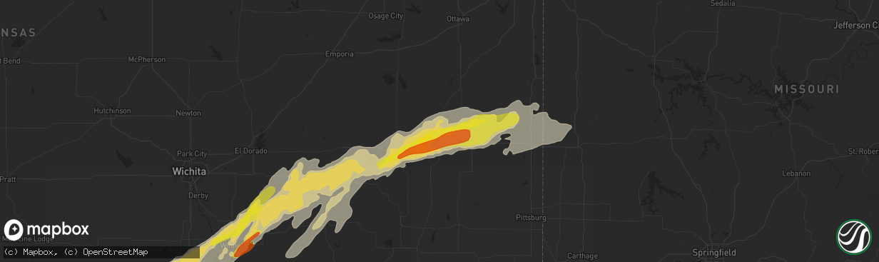 Hail map in Iola, KS on October 6, 2016