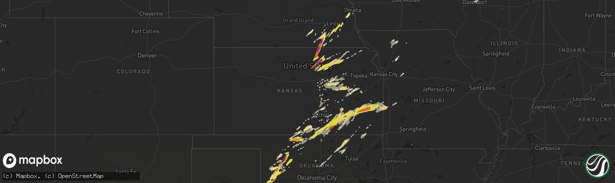 Hail map in Kansas on October 6, 2016