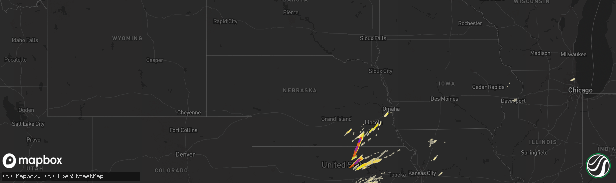 Hail map in Nebraska on October 6, 2016