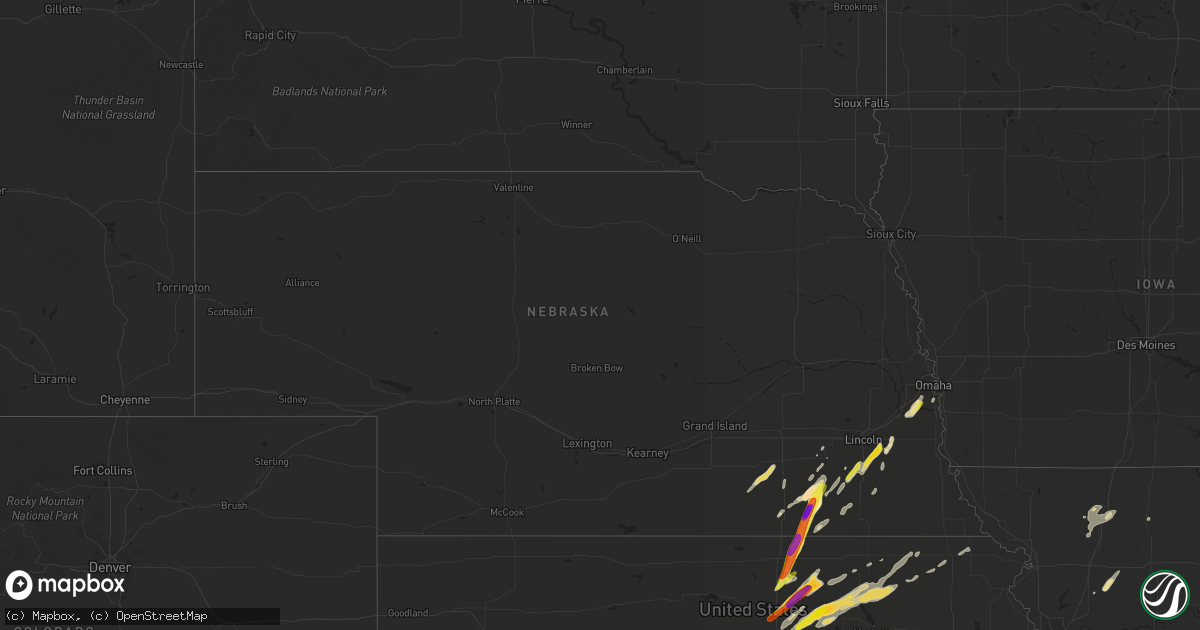 Hail map in Nebraska on October 6, 2016