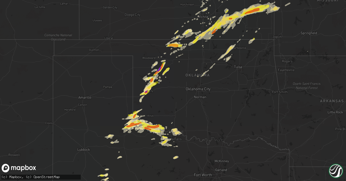 Hail map in Oklahoma on October 6, 2016