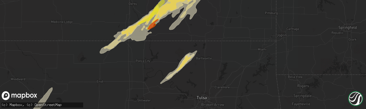 Hail map in Pawhuska, OK on October 6, 2016