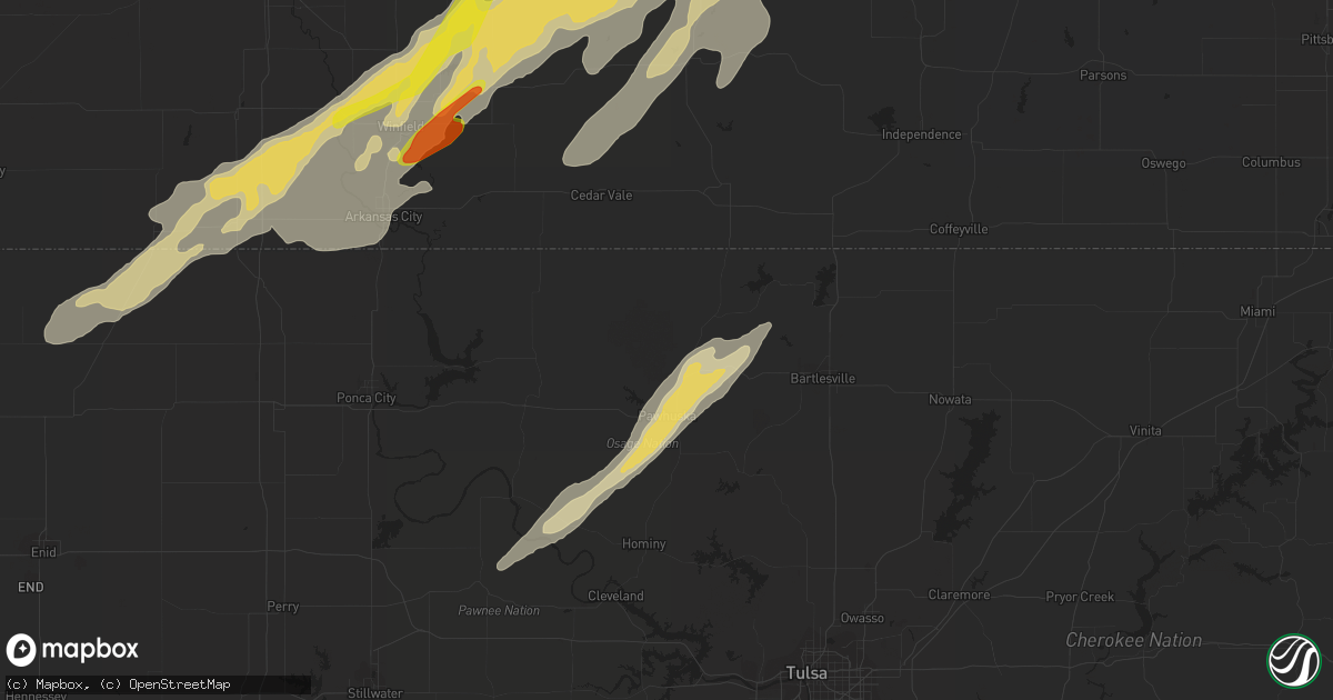 Hail map in Pawhuska, OK on October 6, 2016